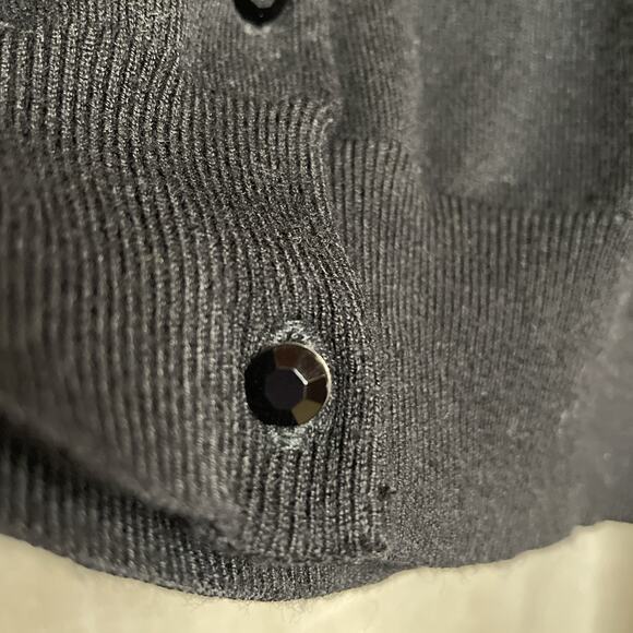 Express Women’s Button Up Fitted Long Sleeve Black Cardigan Sz M Gemstone Button - Picture 4 of 8